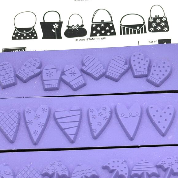 Stampin' Up! Weather Or Not Rubber Stamps Border Purse Umbrella Mitten Heart (4) - Picture 5 of 10